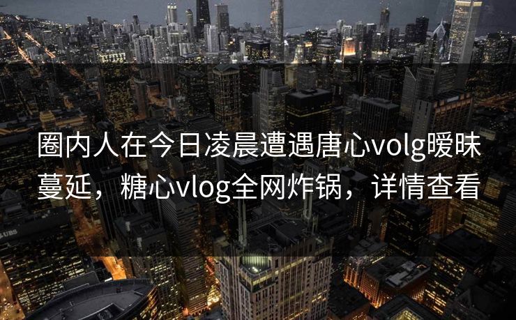 圈内人在今日凌晨遭遇唐心volg暧昧蔓延，糖心vlog全网炸锅，详情查看