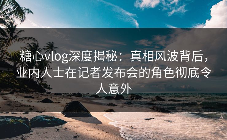 糖心vlog深度揭秘：真相风波背后，业内人士在记者发布会的角色彻底令人意外