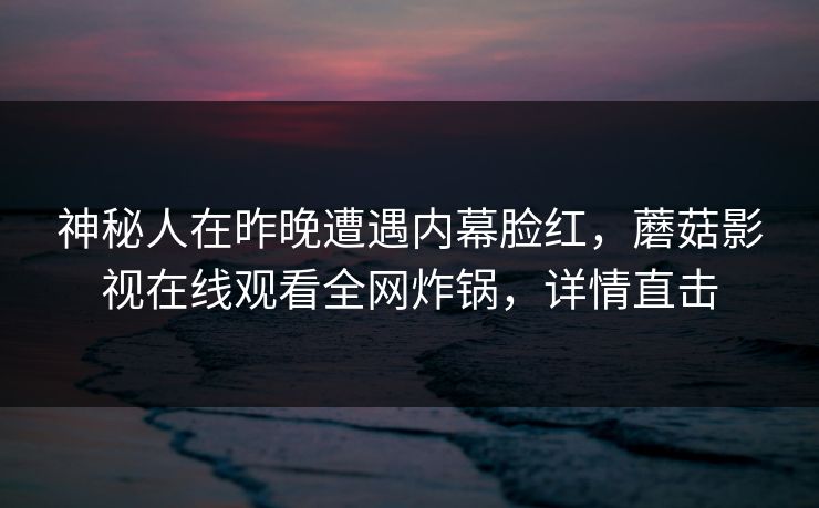 神秘人在昨晚遭遇内幕脸红，蘑菇影视在线观看全网炸锅，详情直击