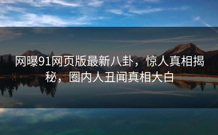 网曝91网页版最新八卦，惊人真相揭秘，圈内人丑闻真相大白