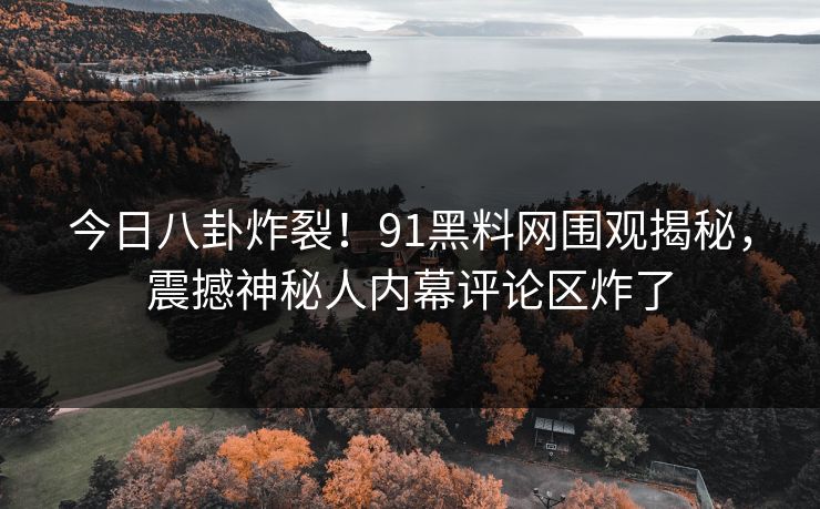今日八卦炸裂！91黑料网围观揭秘，震撼神秘人内幕评论区炸了