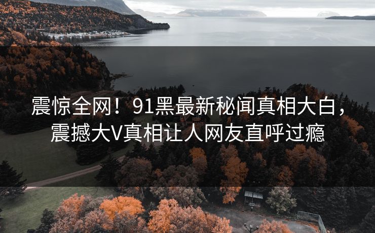 震惊全网！91黑最新秘闻真相大白，震撼大V真相让人网友直呼过瘾  第1张