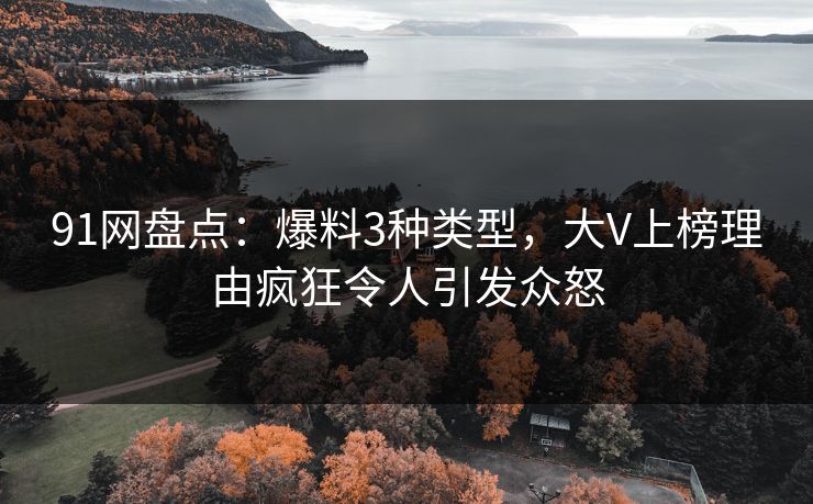 91网盘点：爆料3种类型，大V上榜理由疯狂令人引发众怒