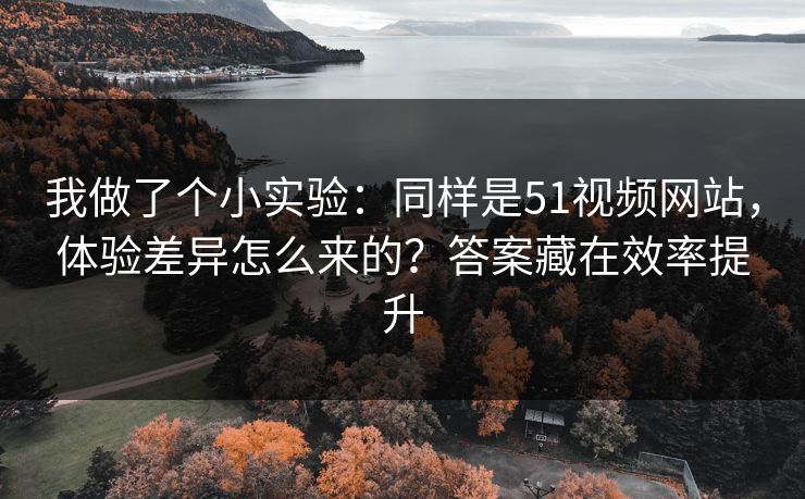 我做了个小实验：同样是51视频网站，体验差异怎么来的？答案藏在效率提升